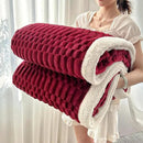 UKELER Sherpa Bed Blanket 80 × 90 inch, Ultra Soft Queen Size Throw Blanket for All Season, 470 GSM Cozy Plush Striped Fleece Blankets for Bedroom Living Room Dorm Hostel Sofa Camping, Red by CozyNest Decor