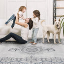 9x12 Area Rug Living Room Rugs, Stain Resistant Washable Rug, Vintage Large Non-Slip Backing, Low Pile Lightweight Print Rug for Bedroom Dinning Room Home Office (Grey/Blue) by TinyTreasures Baby Boutique