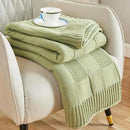 CozeCube Check Knit Throw Blanket, Sage Green Checkered Throw for Couch, Decorative Christmas Soft Cozy Warm Knitted Blanket for Bed Sofa Living Room, 60"X80" by CozyNest Decor
