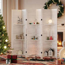 Partition Room Dividers, Folding Wood Privacy Screen with Three Display Shelves Suitable for Home Office, Study, Art Display - 6 Panel, 67 * 77inch (White) by CozyNest Decor