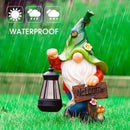 Garden Gnome Statue, Resin Figurine with Bright Solar Lantern Lights and Welcome Sign, Outdoor Solar-Powered Illumination Yard Art Decorations for Indoor Outdoor Patio Lawn Garden Room by GreenHaven Gardens