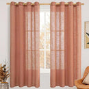 LAMIT Terracotta 72 inch Linen Curtains 2 Panels Set for Living Room, Soft Thick Linen Semi Sheer Light Reducing Bronze Grommet Window Treatments Neutral Drapes for Bedroom, 52 x 72 Inch by CozyNest Decor