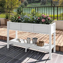 YITAHOME Raised Garden Bed, 47x18x31 Inch HIPS Poly-Wood Weather-Resistant Elevated Planter Box with Storage Shelf for Vegetable Flower, White by GreenHaven Gardens