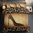 Leopard Comforter Set King Girls,Sexy High Heel Comforter for Women,Leopard Print Bedding Set King Adult,High Heel Quilt Bedroom Decor,African Animal Print Bedding Quilt by CozyNest Decor