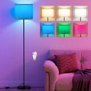 Ambimall Floor Lamp for Living Room with Smart Light Bulb, RGB + Stepless Dimmable Colors Temperature & Brightness(White Shade & Black Pole) by CozyNest Decor