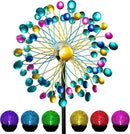 Solar Wind Spinners for Yard and Garden- 58.2 Inch Metal Wind Sculptures Outdoor Clearance Kinetic Windmills with Multi Color Led Glass Ball (Polka Dots) by GreenHaven Gardens