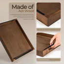 Axeman Wooden Serving Tray with Metal Handles|Ottoman Tray for Breakfast, Bed, Couch|17x13in Ash Wood Coffee Table Trays|Food Drinks Decorative Storage Boards for Ottoman Kitchen, Walnut by CozyNest Decor