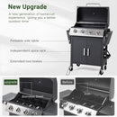 4-Burner Propane Gas BBQ Grill with Wheels, 40,000 BTU Output Stainless Steel Barbecue Grill for Backyard & Outdoor Cooking Easy Assembly, Foldable Side Tables & Spice Rack (Dark Black) by GreenHaven Gardens