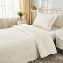 MarCielo 3-Piece 100% Cotton Oversized Bedspread Lightweight Quilt Coverlet Embroidery Farmhouse Bedding Set T0 (Bright White, Twin (68"x86")) by CozyNest Decor