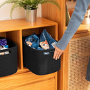 OIAHOMY 4 Pack Storage Baskets for Organizing, Cube Storage Bins for Shelves, Rectangle Storage Baskets With Handles, Woven Baskets for Storage, 12.7''Lx9''Wx7.8''H, Black by TinyTreasures Baby Boutique