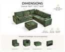 Oversized Modular Sofa Comfy Cloud Couch with Storage, Extra Deep Plush Sectional Sofa Set for Living Room, Covers Washable, Chenille, Olar (Green, 6-seatser with Corner & Ottoman, v-Shaped) by CozyNest Decor