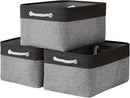 TheWarmHome Collapsible Storage Bin for Shelves - 16x12x8 inch Large 3 Pack Storage Basket for Organizing with Rope, Fabric Storage Cubes for Organizer Toy Cloth Gift Closet (Black & Grey) by TinyTreasures Baby Boutique