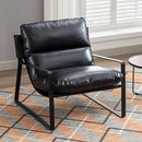 DUOMAY Mid-Century Accent Chair Armchair Set of 2, Comfy PU Leather Leisure Chair Lazy Chair with Metal Leg for Living Room Bedroom Office Apartment, Black by CozyNest Decor