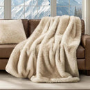 Luxury Faux Fur Throw Blanket, Soft Fluffy Faux Mink Blankets for Bed, Couch, Sofa, Thick Cozy Plush Warm Fur Throws with Reversible Velvet, Tipped Golden Fox, 60"x80" by CozyNest Decor