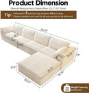 157.5" L Shaped Modern Sofa Modular Sectional Cloud Couch with Ottoman,Deep Seat Upholstered Couches with Corduroy Fabric for Living Room Furniture,Bedroom and Apartment,No Assembly Required,White by CozyNest Decor