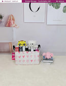 Rectangular Storage Basket Fabric Organizer Bin for Toys,Books,Clothes,Gifts,Pets-Perfect for Home,Office,Nursery,Dorm,Shelf(Rec-Pink hearts ) by TinyTreasures Baby Boutique