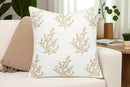 VAGMINE Embroidered Leaves Throw Pillow Cover - 20x20 Inches Square - 100% Cotton Ivory Cushion Cover - Delicate Leaf Stitchwork - Chic Home Accent for Sofa, Lounge, Rustic Farmhouse Décor by CozyNest Decor