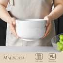 MALACASA Salad Bowls Set, 44 OZ (7") Large Soup Bowls Cereal Bowl for Kitchen, White Ceramic Bowls Set of 2, Dishwasher & Microwave Safe,Series REGULAR by CozyNest Decor