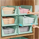 SNSLXH 5 Pack Stackable Closet Organizer Box, Multifunctional & Foldable Closet Storage Basket for Bathroom Kitchen Laundry Room Wardrobe Storage, Space-Saving Clothes Storage Drawer Organizer, Green by CozyNest Decor