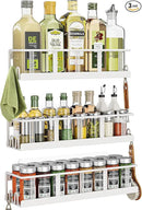 Spice Rack Wall Mounted 3 Pack, Space-Saving Spice Organizer for Spice Jars and Seasonings,Screw or Adhesive Hanging Spice Rack Organizer for Your Kitchen Cabinet,or Pantry Door White by CozyNest Decor