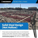 Sandbaggy Round Steel Concrete Form Stakes with Nail Holes - Rust Resistant Coating - Removable, Reusable (5, 3/4 in X 24 in) by CozyNest Decor