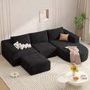 Modular Sectional Sofa with L-Shape Chaise,Cloud Sectional Modern Sleeper Couch with Deep Seat,Sponge Compression Sofas No Assembly Required (Black-Corduroy Fabric) 1pcs by CozyNest Decor