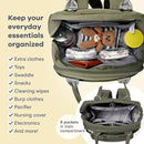 RUVALINO Diaper Bag Backpack-Expandable Baby Bag with up to 50% Capacity -Baby Essentials Bag with Changing Pad Insulated Bottle Holders & Pacifier Case, Waterproof, Army Green XL by TinyTreasures Baby Boutique