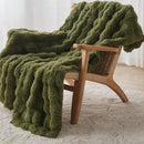 Lotus Karen Faux Fur Throw Blanket Dark Green - 800 GSM Bubble Rabbit Fluff Blanket for Couch Bed Sofa,Softest Fluffy Fuzzy Cozy Blanket,Thick Furry Plush Shaggy Warm Blankets for Women,60x80 Inches by CozyNest Decor