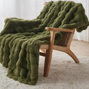 Lotus Karen Faux Fur Throw Blanket Dark Green - 800 GSM Bubble Rabbit Fluff Blanket for Couch Bed Sofa,Softest Fluffy Fuzzy Cozy Blanket,Thick Furry Plush Shaggy Warm Blankets for Women,50x60 Inches by CozyNest Decor