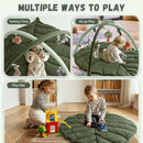 Baby Play Gym with Mat Leaf Shaped, Baby Play Mat with 6 Hanging Toys Tummy Time Mat, Baby Gym Activity Center, Washable (Green) by TinyTreasures Baby Boutique