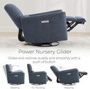 CHITA Power Recliner Chair Swivel Glider, FSC Certified Upholstered Fabric Living Room Nursery Reclining Sofa Chair with Lumbar Support, Ink Blue by CozyNest Decor