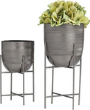 Deco 79 Metal Indoor Outdoor Planter Small Planter Pot with Removable Stand, Set of 2 Planters 12", 9"H, Gray by GreenHaven Gardens