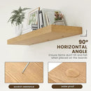 12 Inch Deep Floating Shelves for Wall, 48W x 12D Rustic Oak Wood Floating Shelves, Large Floating Shelves Set of 1 for Living Room Bathroom Laundry Room Bedroom Kitchen Home Office - Oak by CozyNest Decor