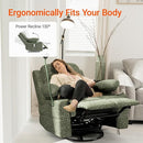 Rocking Chair Nursery with Adjustable Armrests, Electric Glider Recliner Nursing Chair for Breastfeeding, Power Swivel Recliner Chairs with USB Port and Storage, FSC Certified (Moss, Fabric) by TinyTreasures Baby Boutique