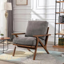 Wahson Mid Century Chair, Upholstered Accent Armchair, with Wood Frame and Canvas Cushions, Leisure Slipper Chair for Living Room/Bedroom, Grey by CozyNest Decor
