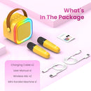 Mini Karaoke Machine for Kids Adults, Portable Karaoke Microphone Singing Speaker Bluetooth Karaoke Player with 2 Wireless Mic, Birthday Gifts for Girls Boys 4-12 Year Old, Family Home Party(Yellow) by TinyTreasures Baby Boutique