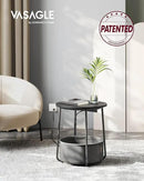 VASAGLE Side Table with Charging Station, Round End Table with Fabric Basket, Nightstand with Power Outlets, USB Ports, for Living Room, Bedroom, Modern, Ebony Black and Slate Gray ULET228B01 by CozyNest Decor
