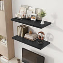 32" Floating Shelves for Wall, 12" Deep Slim Black Floating Shelves, Wall-Mounted Shelves for Bedroom, Living Room, Kitchen, Bathroom - Set of 2 by CozyNest Decor