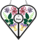 KY&BOSAM Heart Suncatcher Hope Stained Glass Panels for Windows Hangings Wind Chime with Pressed Real Flower Heart Embedded in Glass Friend Gifts- Birthday Gifts for Women Mother`s Day Christmas Decor by GreenHaven Gardens