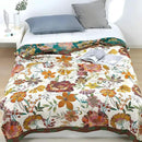 Boho Throw Blanket for Bed - 100% Pure Cotton Ultra Soft Rustic Quilt - Farmhouse Decor Bed Blankets, All Season Rustic Throw for Sofa Couch Chair(91''x 98'', Floral Blossom) by CozyNest Decor