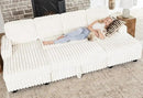 Belffin Modular Sectional Sleeper Sofa with Pull Out Couch Bed Corduroy Double Chaise with Storage White Couch by CozyNest Decor