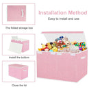 Toy Storage Box for Girls, Large Kids Toy Chest Boxes Organizers and Storage with Lids & Handles for Nursery,Playroom 24.5"x13"x16"(Pink) by TinyTreasures Baby Boutique