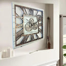 The Gears Clock 24'' Inch Square Real Moving Gear Wall Clock Vintage Industrial Oversized Rustic Farmhouse (White Farmhouse) by CozyNest Decor