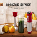 OVENTE Cordless Immersion Hand Blender, 300W Rechargeable Handheld Portable Stick Mixer with Speed Pulse Activating Sensor and Stainless Steel Blades for Smoothies, Shakes or Baby Food, Red HR995R by TinyTreasures Baby Boutique