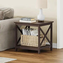 ChooChoo End Table, 24 Inch End Table with 2-Tier Storage Shelf, Side Table for Living Room, Wood Nightstand for Bedroom, Office, Painted Surface, Espresso by CozyNest Decor