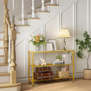 Hoctieon Gold Console Table, 3 Tier Entryway Table, Hallway Table, Narrow Sofa Table with Shelves, Entrance Table for Entryway, Gold and White by CozyNest Decor
