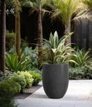 Kante 21.7" H Burnished Black Tall Planter, Large Outdoor Indoor Decorative Pot with Drainage Hole and Rubber Plug, Modern Round Taper Style for Home and Patio by GreenHaven Gardens