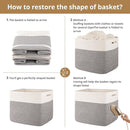 OIAHOMY 13 Kallax Inch Cube Storage Bins, 3-Pack Cotton Rope Woven Baskets for Organizing, Kallax Insert Storage Baskets for Shelves, Baby Nursery, Closet Organizer, 15*13*12.6IN, Grey & White by TinyTreasures Baby Boutique