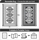 Waterproof Outdoor Rug 8x10ft, Reversible Plastic Straw Mat Rugs for Patio RV Deck Porch Backyard Balcony Camping Picnic Beach Indoor Outdoor Carpet, Black&White by CozyNest Decor