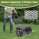 Outvita Compost Spreader and Peat Moss Spreader, 24" Push/Tow-Behind Roller Lawn Spreader with Steel Mesh Basket Garden Spreader for Spreading Manure Mulch Topsoil by GreenHaven Gardens